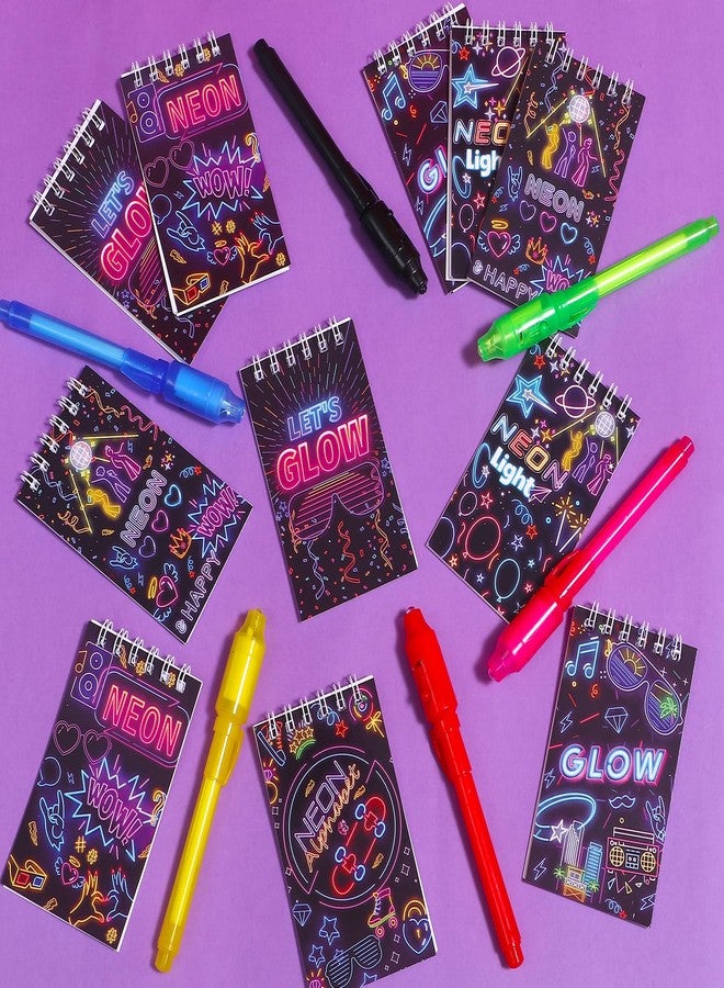 Winrayk 74Pcs Glow in the Dark Party Favors Neon Birthday Supplies Kids, Invisible Ink Pen Mini Notebook Neon Stickers, Pinata Filler Goodie Bag Stuffer Teen Girls Boys Glow in the Dark Party Supplies - Image 2